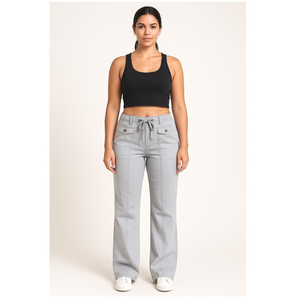 Daughters of Liberation Women's Drawstring Linen Blend Pants‎ Casual Gray Size 6